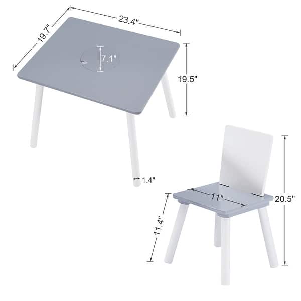 VECELO Kids Wood Table and Chair Set (2 Chairs Included)
