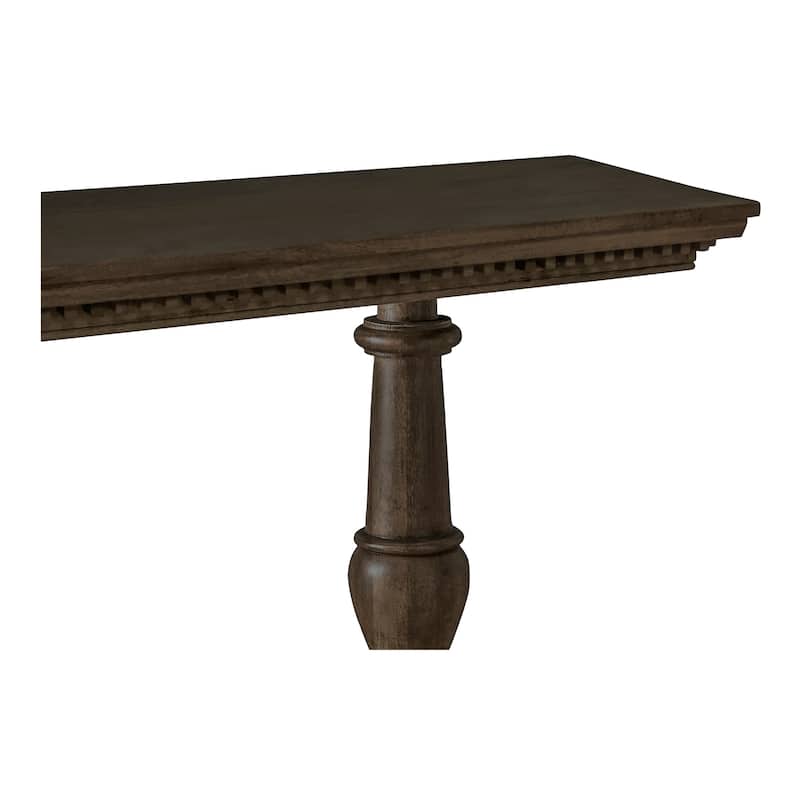NADAAL STUDIOS Alrican Console Table, Molding Detail Edge in Mango Wood, Rectangular, Brown Finish