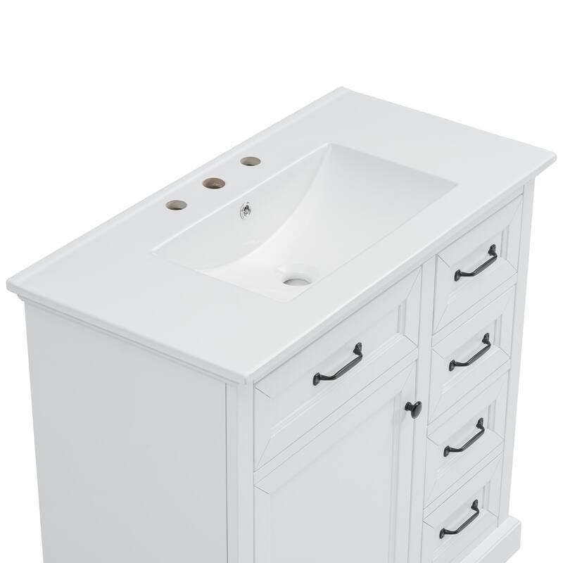 36"Freestanding Bathroom Vanity with Ceramic Sink