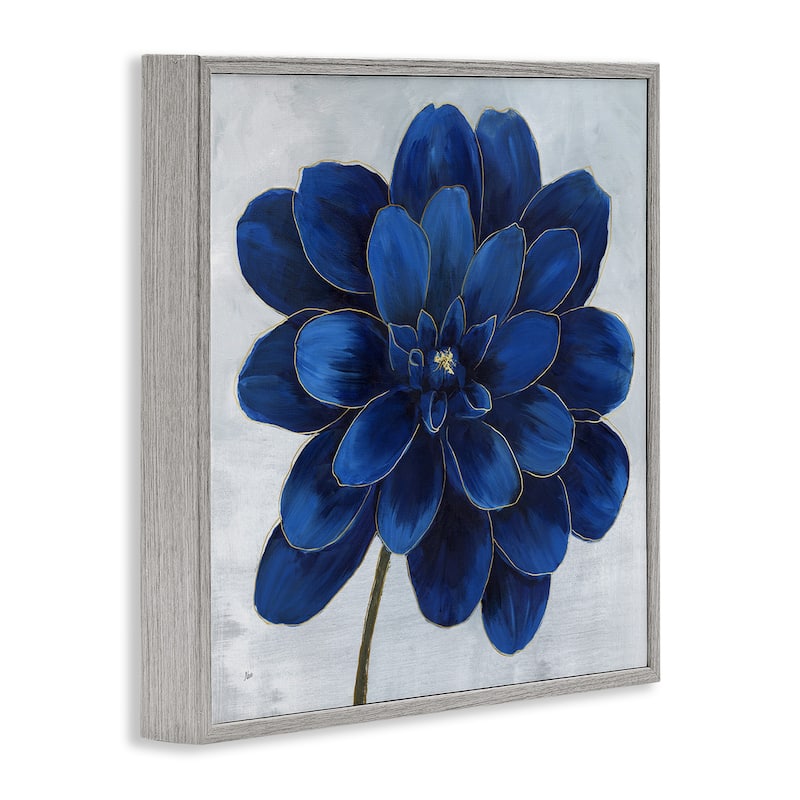 Stupell Modern Deep Blue Floral Carnation Flower Petal Outline Framed Wall Art