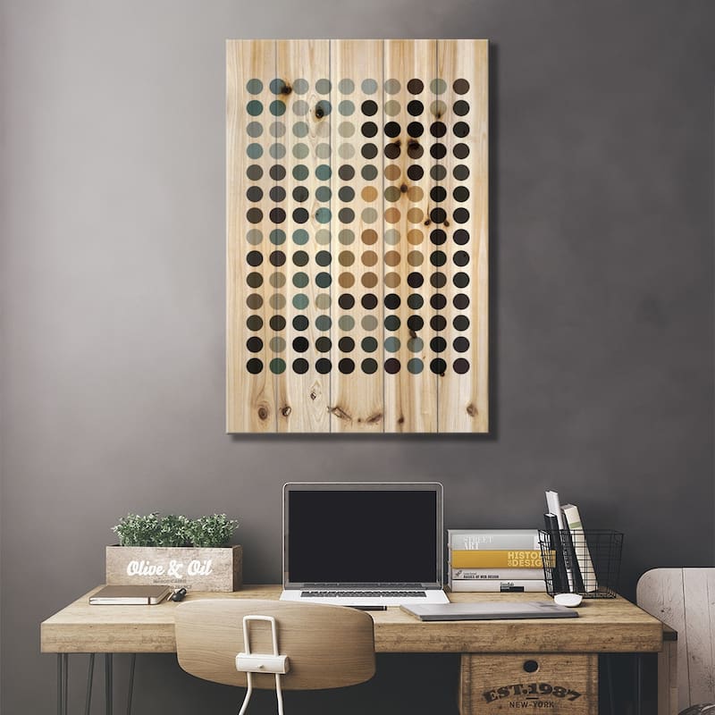 Modern Art - Earthy Dots Print On Wood by 5by5collective - Multi-Color