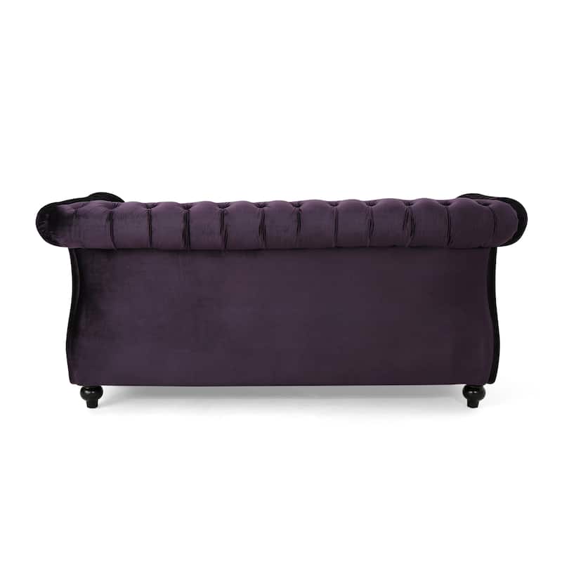 61.75" Velvet Chesterfield Loveseat Sofa with Button-Tufted Upholstery, Nailhead Trim and Rolled Arms