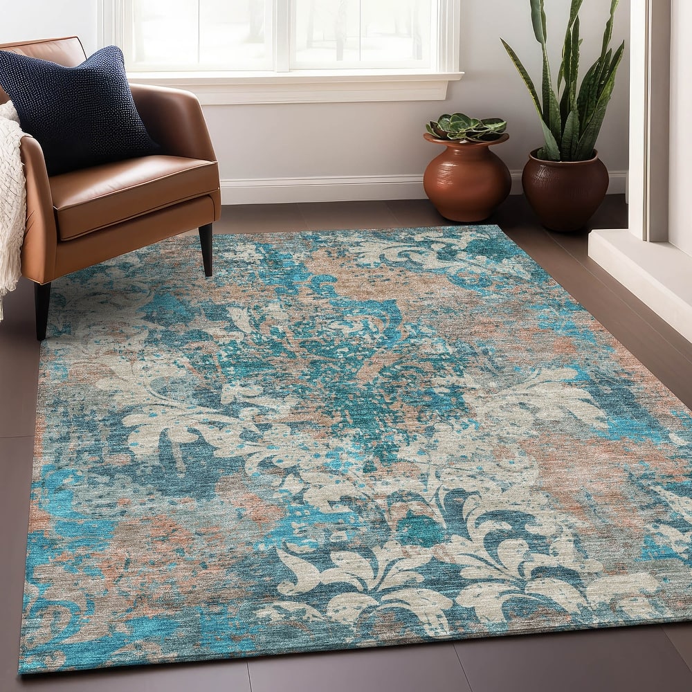 Premium Washable Super Soft Traditional Damask Mayfield Rug