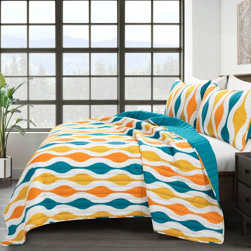 Lush Decor Mid Century Geo 3 Piece Quilt Set