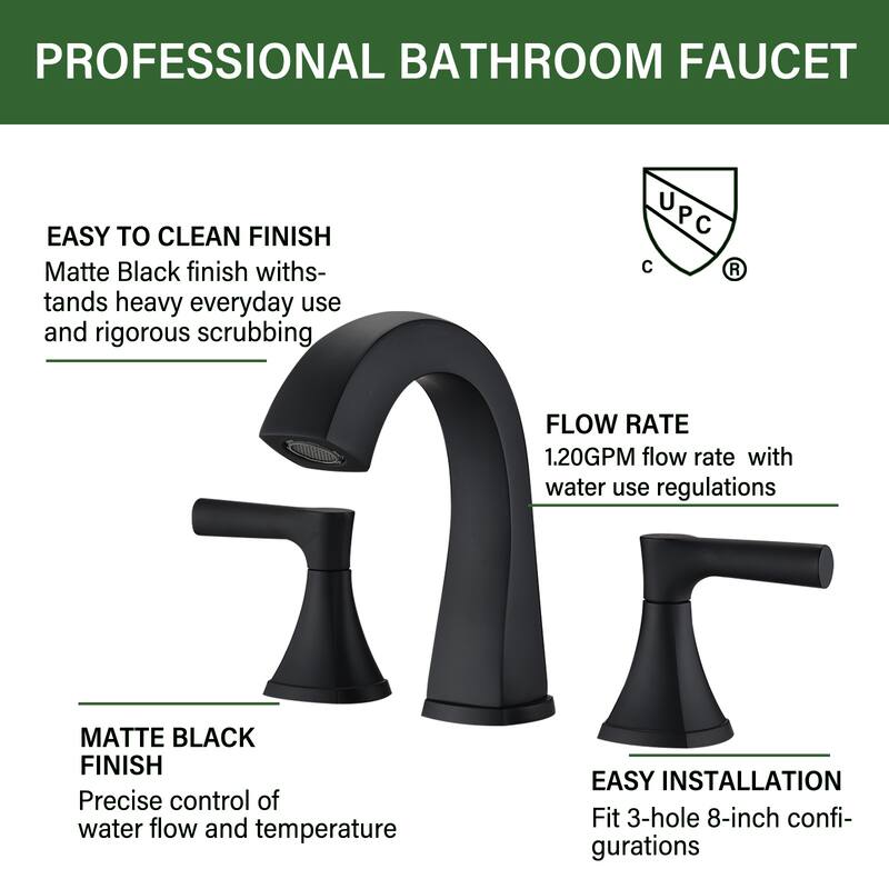 Topcraft Two Handle Bathroom Sink Faucet with Pop-Up Drainer