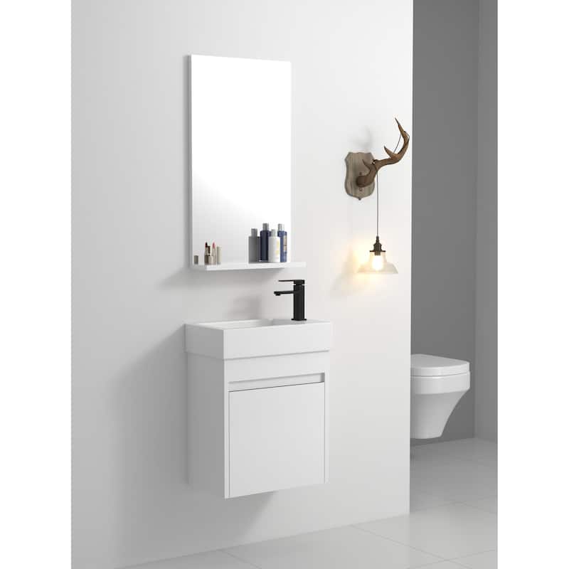 Wall 18'' Single Bathroom Vanity with Sink and Resin Vanity Top