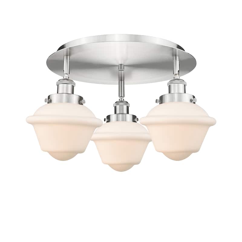 Innovations Lighting Oxford - 3 Light 18" Flush Mount - Satin Nickel/Matte White