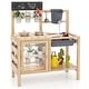 preview thumbnail 4 of 8, Natural Wooden Backyard Mud Kitchen for Kids with Real Water Play Sink Garden Cups and Cooking Set - 27" L x 11.5" W x 33.5" H