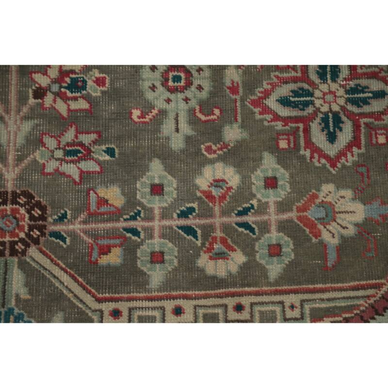 Hand Knotted Oriental 100% Wool Carpet Traditional Floral Greys & Charcoal Tabriz Area Rug - 13' 1'' X 9' 7''