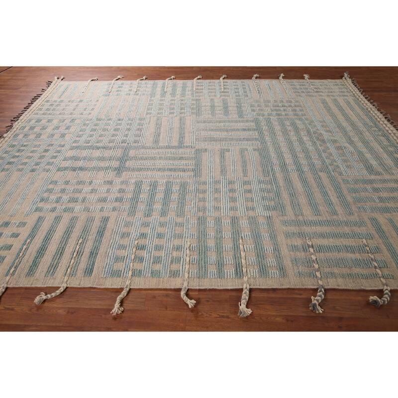 Earth Tone Moroccan Modern Area Rug Hand-Knotted Wool Carpet - 8'0"x 10'10"