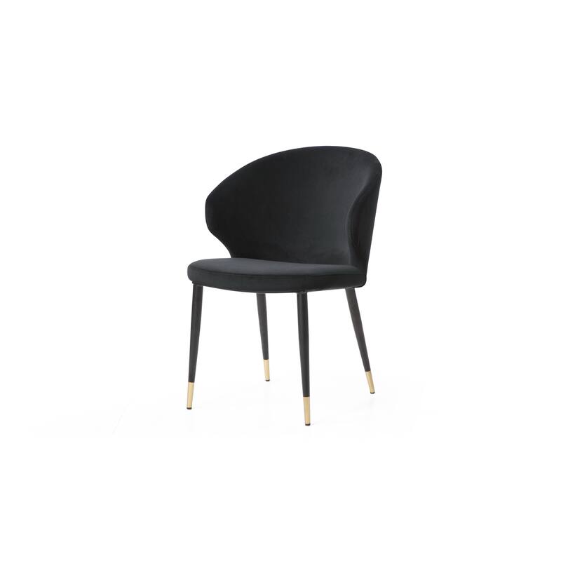 Coastal Cool Dining Chair - Black Velvet Seat, Elegant Metal Frame, Modern Accent Chair - 32