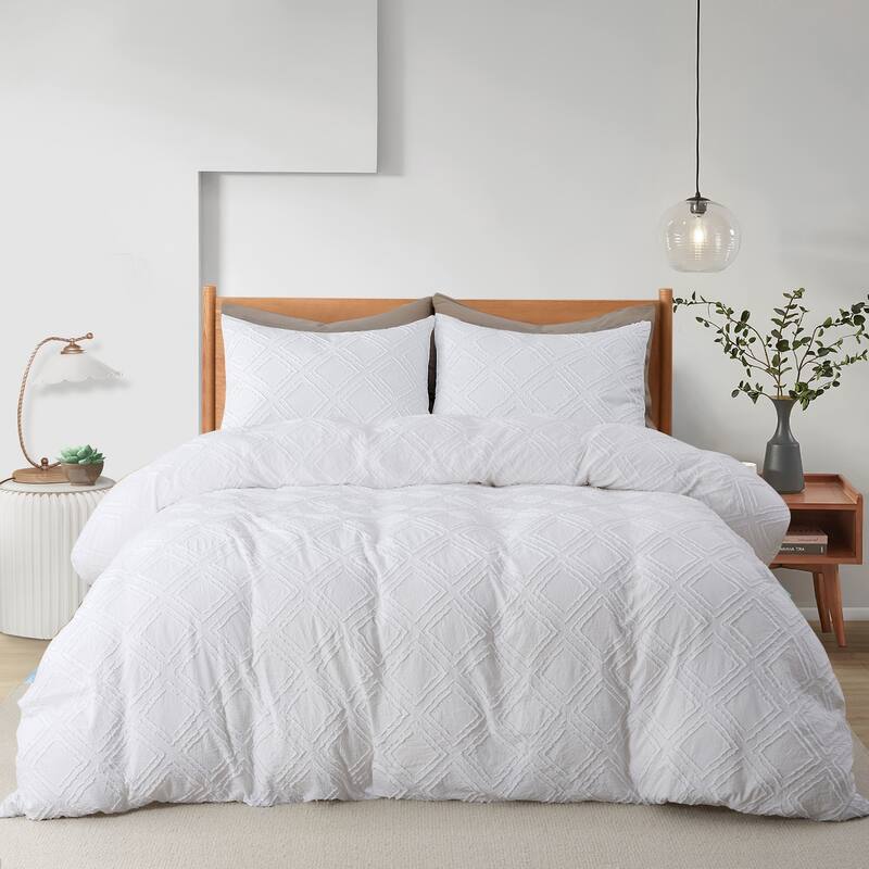 Soft Microfiber Clipped Duvet Cover & Pillowcase Set