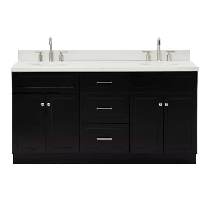 Ariel F067DWQOVO Hamlet 67" Free Standing Double Basin Vanity Set with - Black