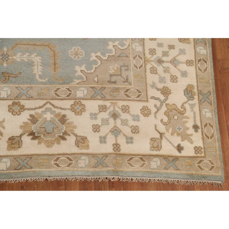 Earth Tone Oushak Indian Area Rug Handmade Wool Carpet - 9'3"x 11'10"