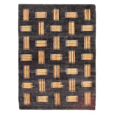 ECARPETGALLERY Hand-knotted Peshawar Ziegler Dark Grey Wool Rug - 4'8 x 6'4