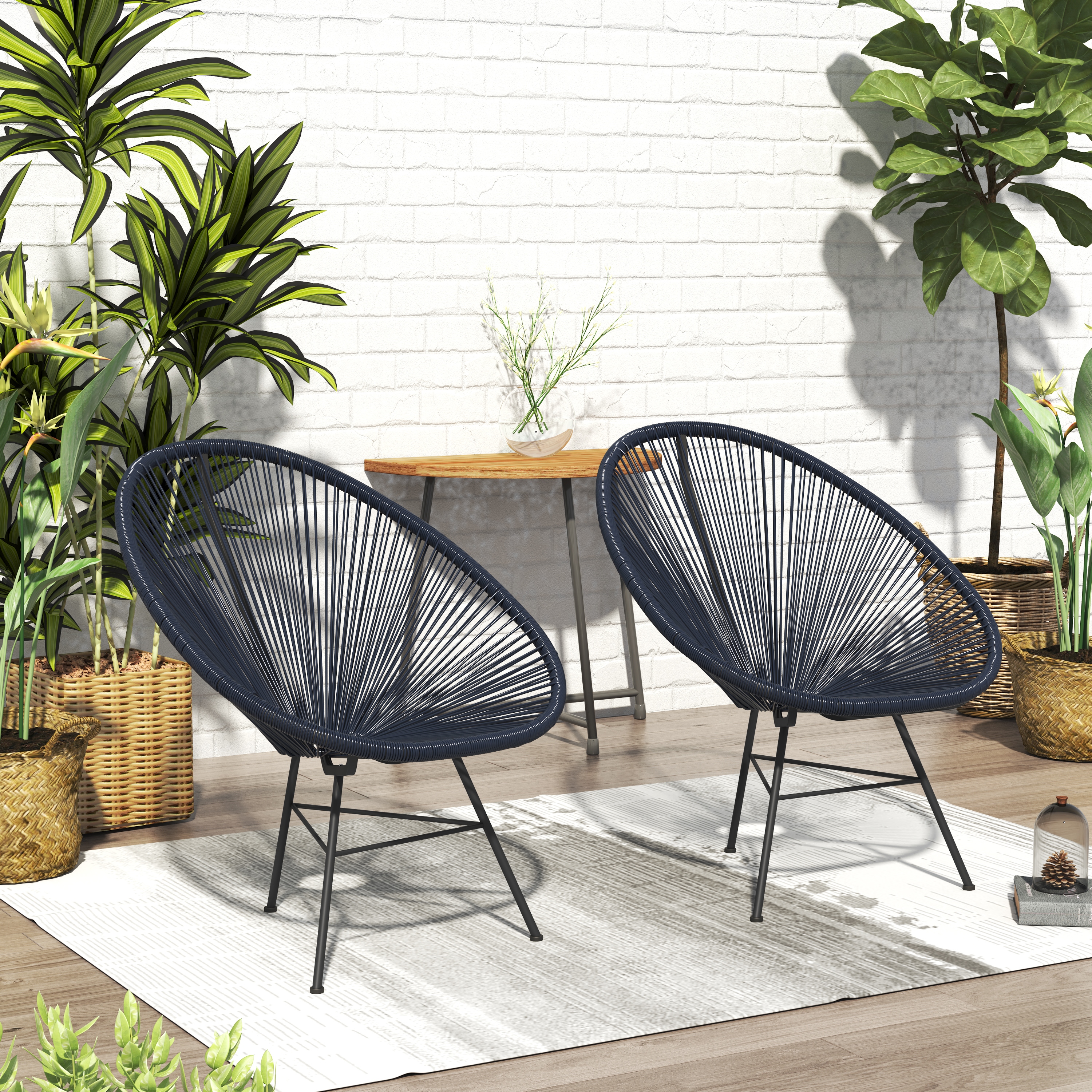 Corvus Sarcelles Acapulco Modern Wicker Bistro Chairs Set of 2