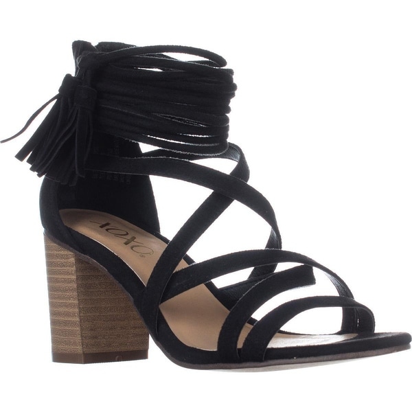 XOXO Elle Block-Heel Ankle-Strap Sandals, Black