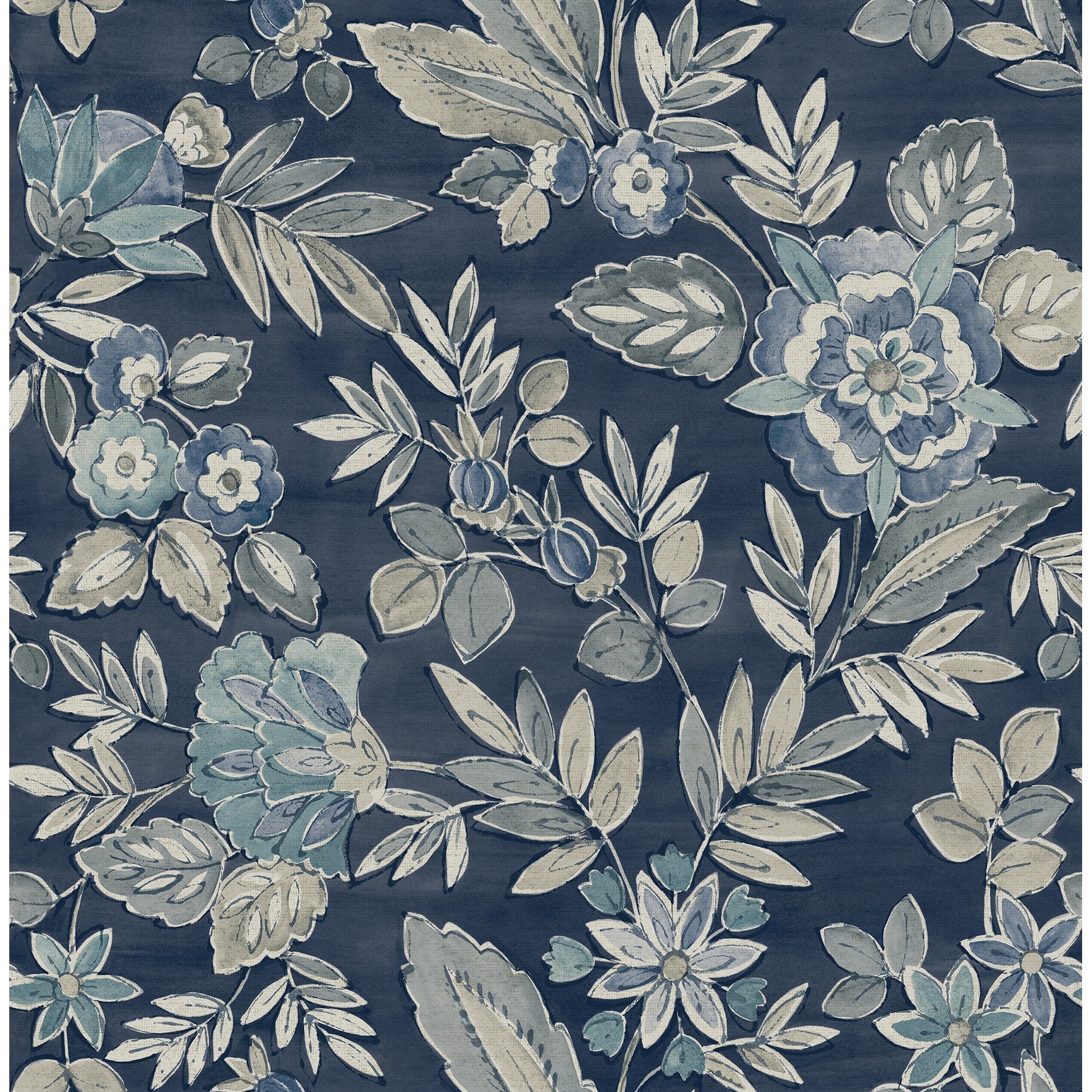 Chesapeake Begonia Indigo Floral Trail Wallpaper