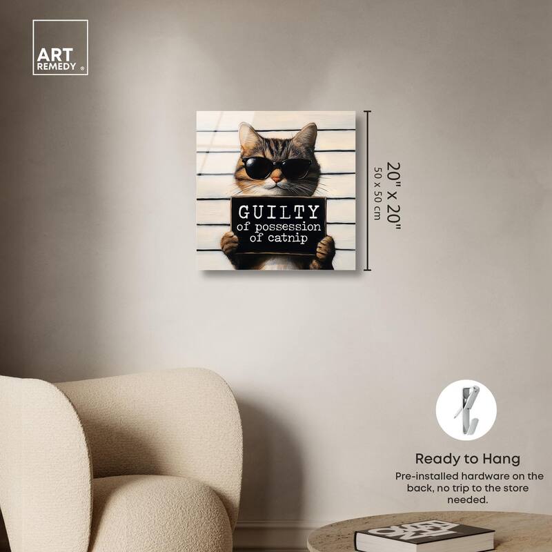 Guilty of Catnip Acrylic by Art Remedy, Ready to Hang