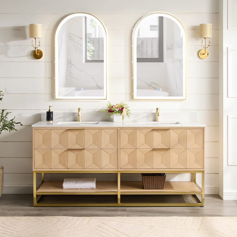 Milagro Bath Vanity with White Quartz Stone Top without Mirror