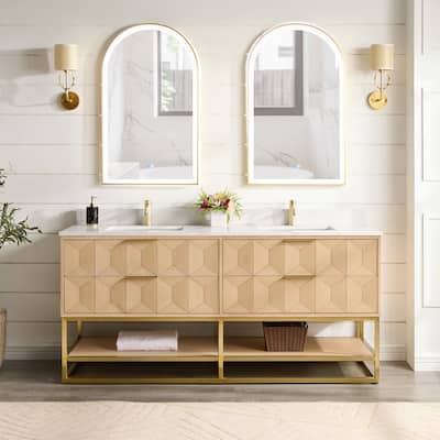 Milagro Bath Vanity with White Quartz Stone Top without Mirror