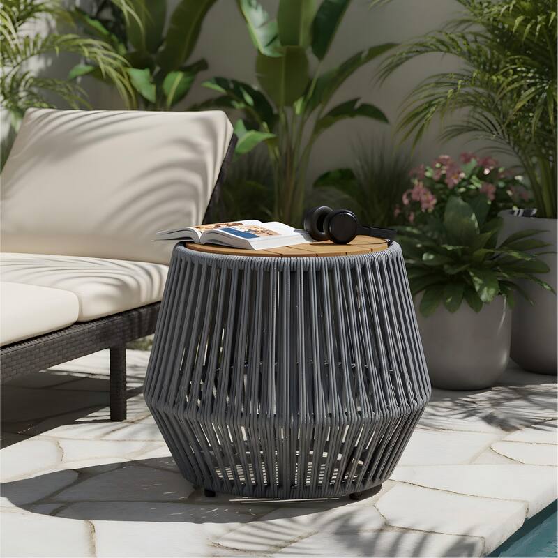 Christopher Knight Home Marcellin Acacia Wood Side Table with Rope Woven Base