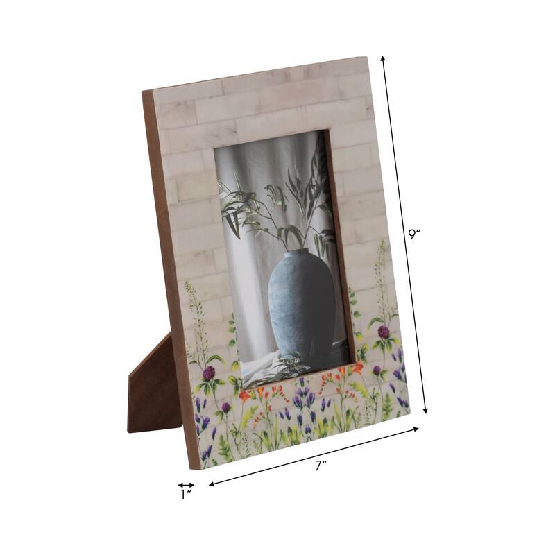 Sagebrook Home Boho Wood and Resin Photo Frame with MDF and Polyresin Construction