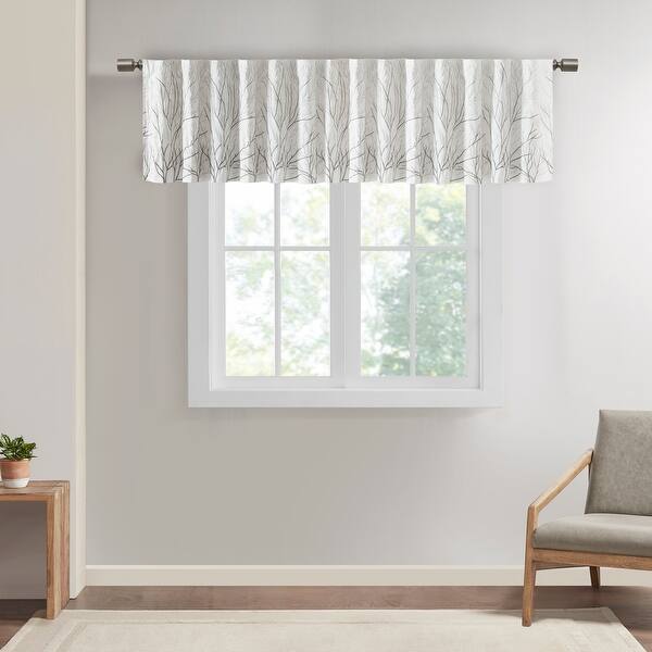 slide 1 of 48, Madison Park Eliza Faux Silk Embroidered Window Valance - 50 x 18" - 50 x 18" White