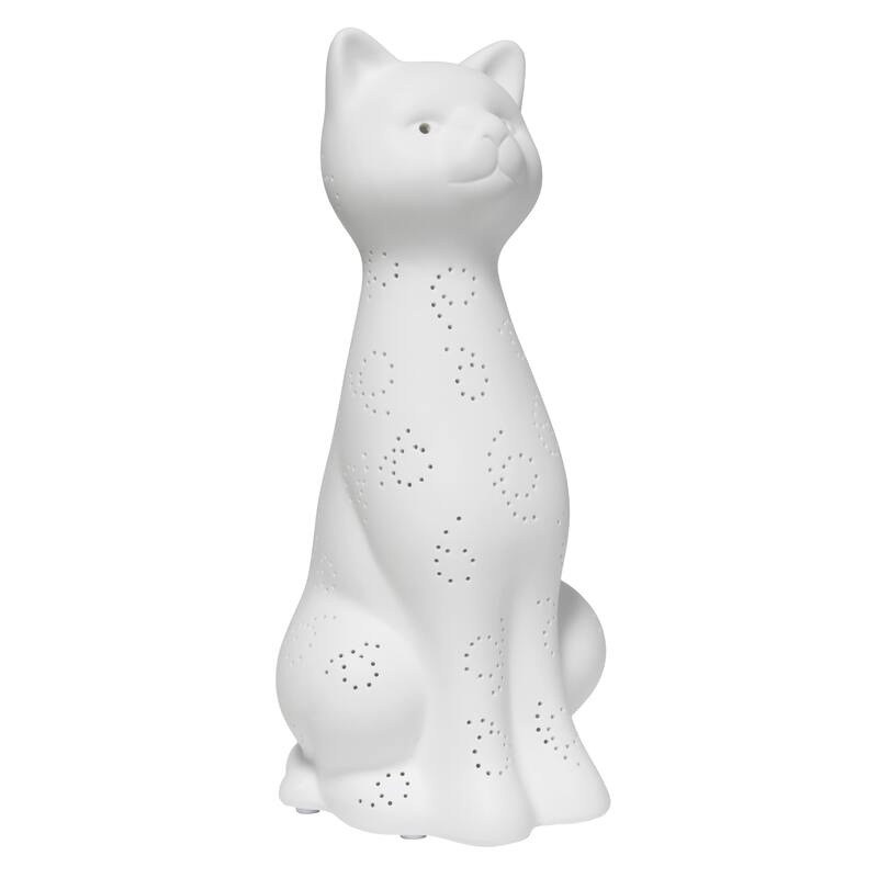Sitting Kitty Cat Porcelain Table Lamp - 12.25" - White