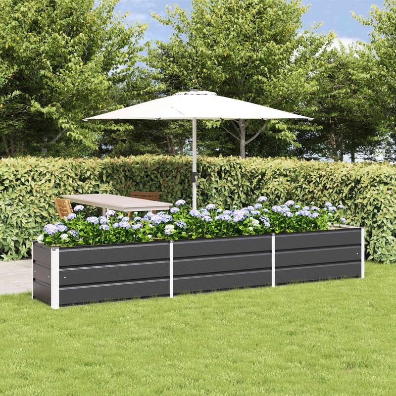 vidaXL Planter in Galvanised Steel - 39.37 x 19.69 x 17.72 - Black - 114.17 x 19.69 x 17.72 in