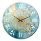 preview thumbnail 2 of 9, Designart "Divine Mandala Delicate Gold Gentle Turquoise IV" Boho Mandala Oversized Wall Clock