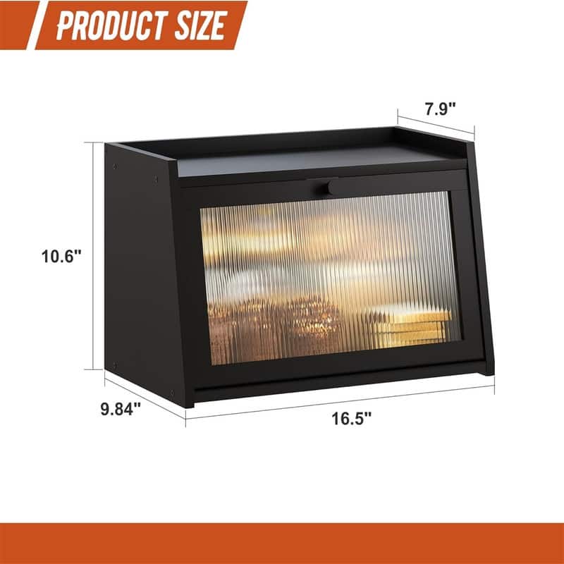 Large bread box for kitchen countertop, rustic-style bread container, bread storage box with window
