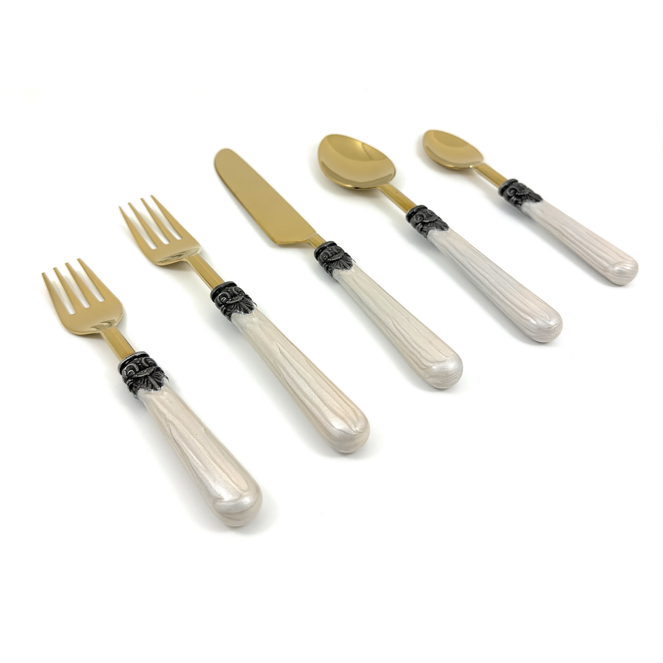 Vibhsa Luxe Collection Deringer Ornate Gold Stainless Steel Flatware Set, 20-Piece Service for 4