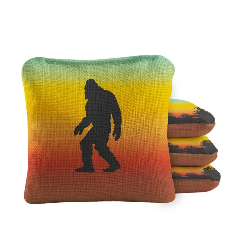 Retro Sasquatch Multicolor Dual Sided Cornhole Bags