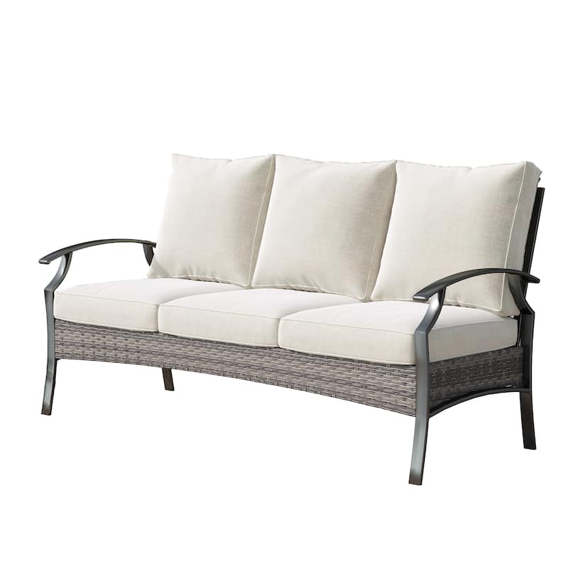 Outdoor Patio 3-Seat Wicker Sofa