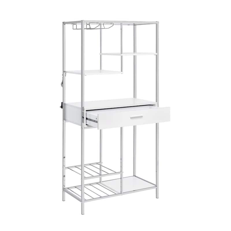 Wavecrest White High Gloss 6-shelf Wine Cabinet