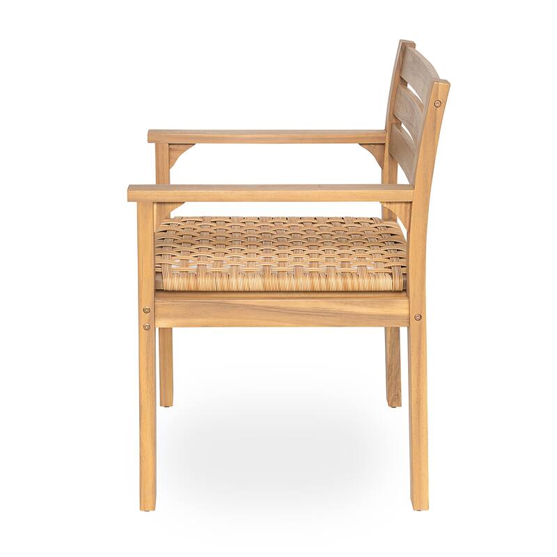 Christopher Knight Home - Rustic Outdoor Acacia Wood Dining Armchair Set (Set of 2)