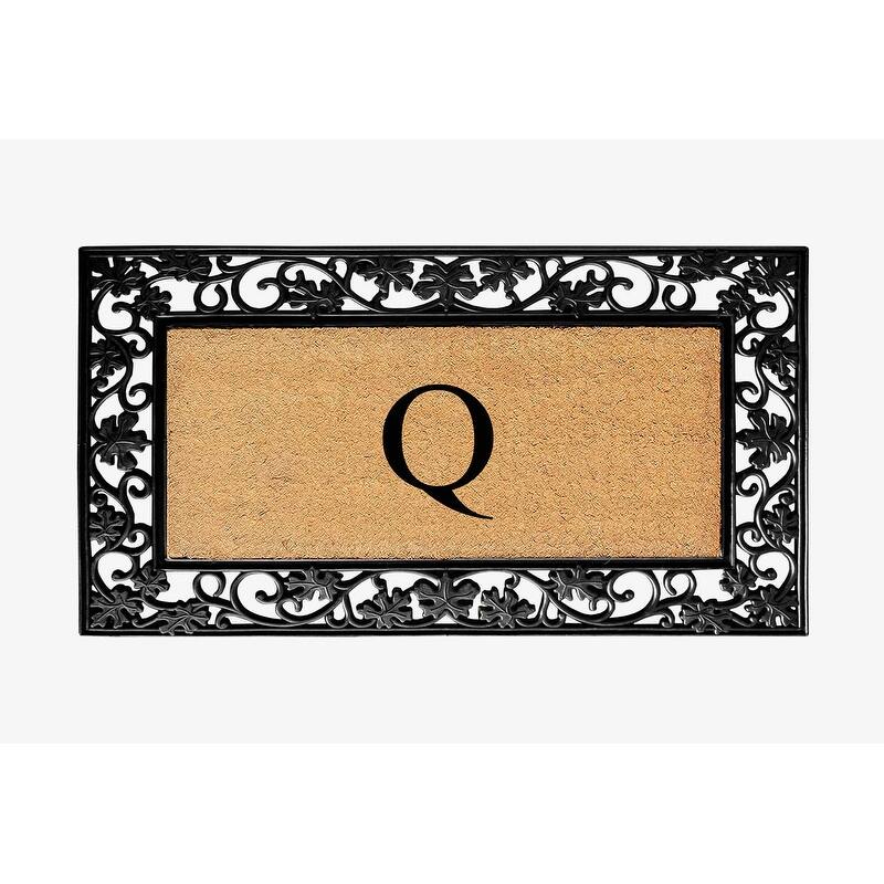 A1HC Rubber and Coir Dirt Trapper Heavy Weight Large Monogrammed Doormat, Black - Q