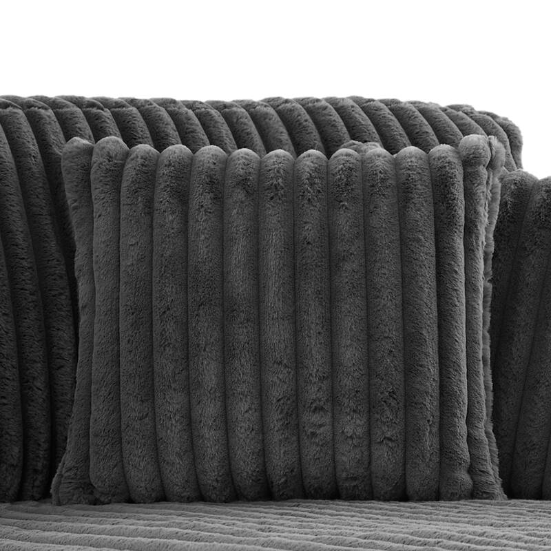 Faux Fur Decorative Throw Pillows for Couch & Bed (Set of 2)