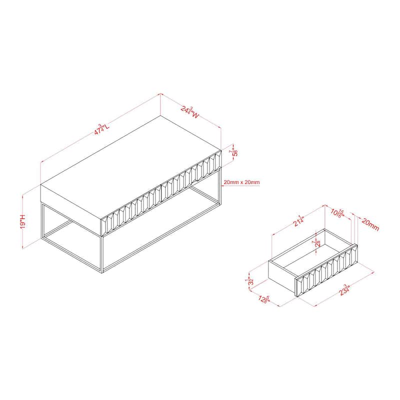 Bird Contemporary 47-inch Steel 2-Drawer Coffee Table by Furniture of America