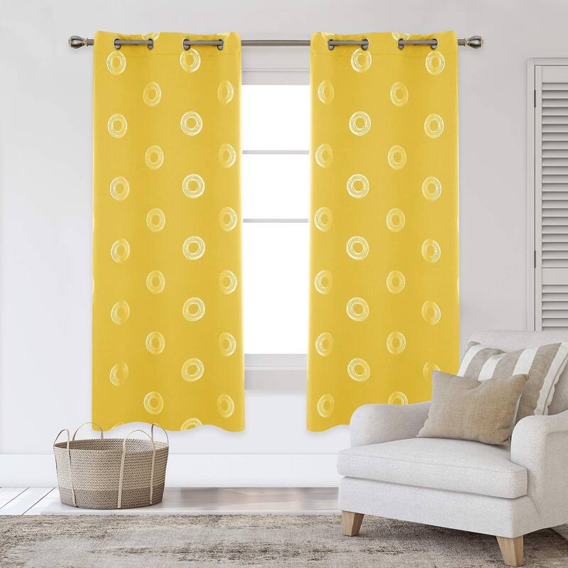 Concentric Circles Pattern Room Darkening Curtain 2 Panels