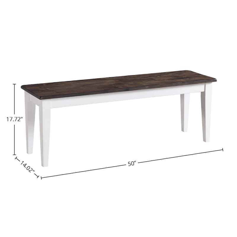 Kona Grey and White Backless Bench with Wood Seat