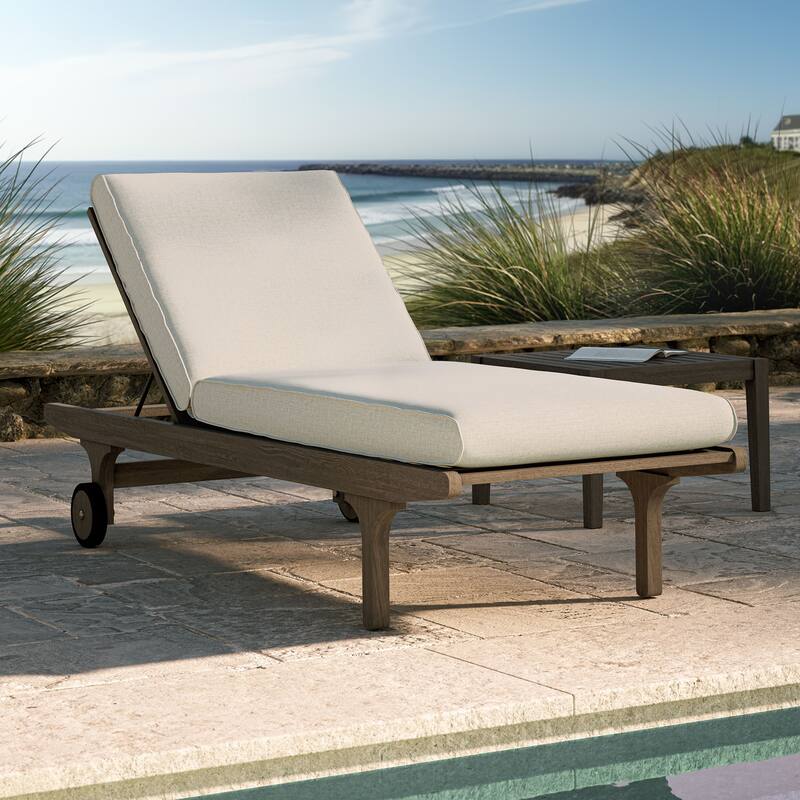 Saratoga Outdoor Patio Teak Chaise Lounge Chair - Pebble