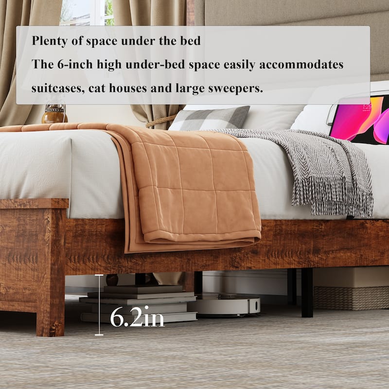 Linen Queen Size Bed Frame