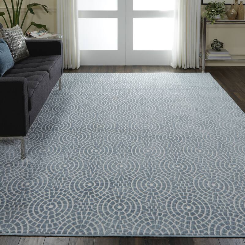 Nourison Urban Chic Modern Geometric Medallions Area Rug - 9' x 12' - Blue - Runner/Rectangle