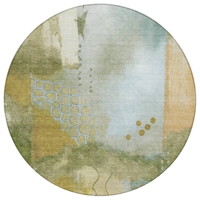 Machine Washable Indoor/Outdoor Modern Abstract Chantille Rug