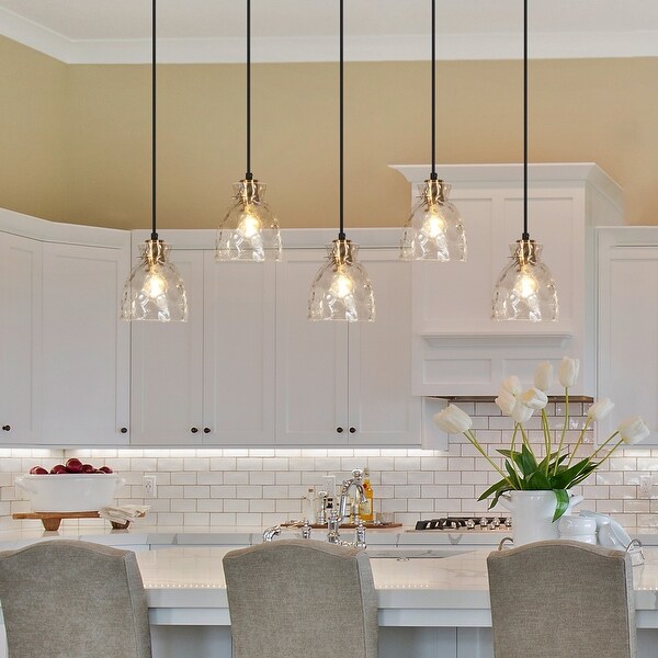 Elisie Modern Linear 40 inch Chandelier Cluster Water Glass Pendant Light Hammered Kitchen Island Bar 40 W x 5.5 D x 12 undefined68 H On Sale Bed Bath Beyond 37506633