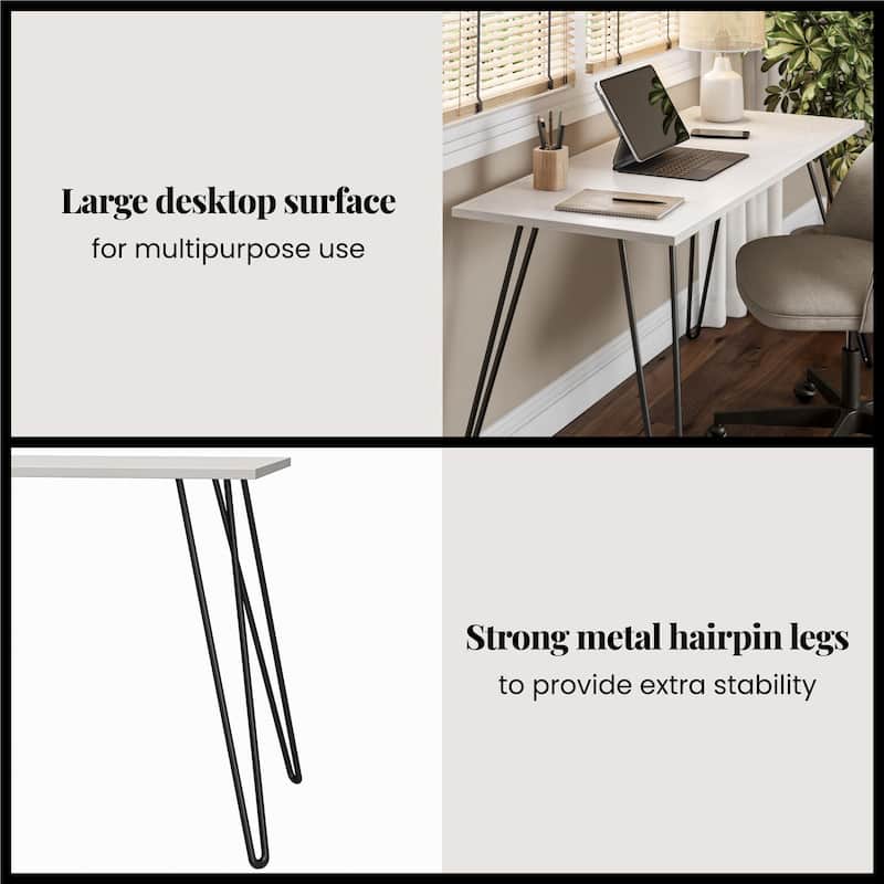 Anmytek Hairpin Leg Desk Modern Minimalist Computer Table Black Metal Home Office Workstation