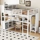 preview thumbnail 3 of 50, All-in-One Metal Loft Bed with L-Shaped Desk & Wardrobe, Bedrooms Bed Frame with Storage Cubes, Shelves, Full-Length Guardrails