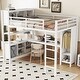 preview thumbnail 1 of 9, Full Metal Loft Bed with Wardrobe And L-shaped Desk Off White - Full